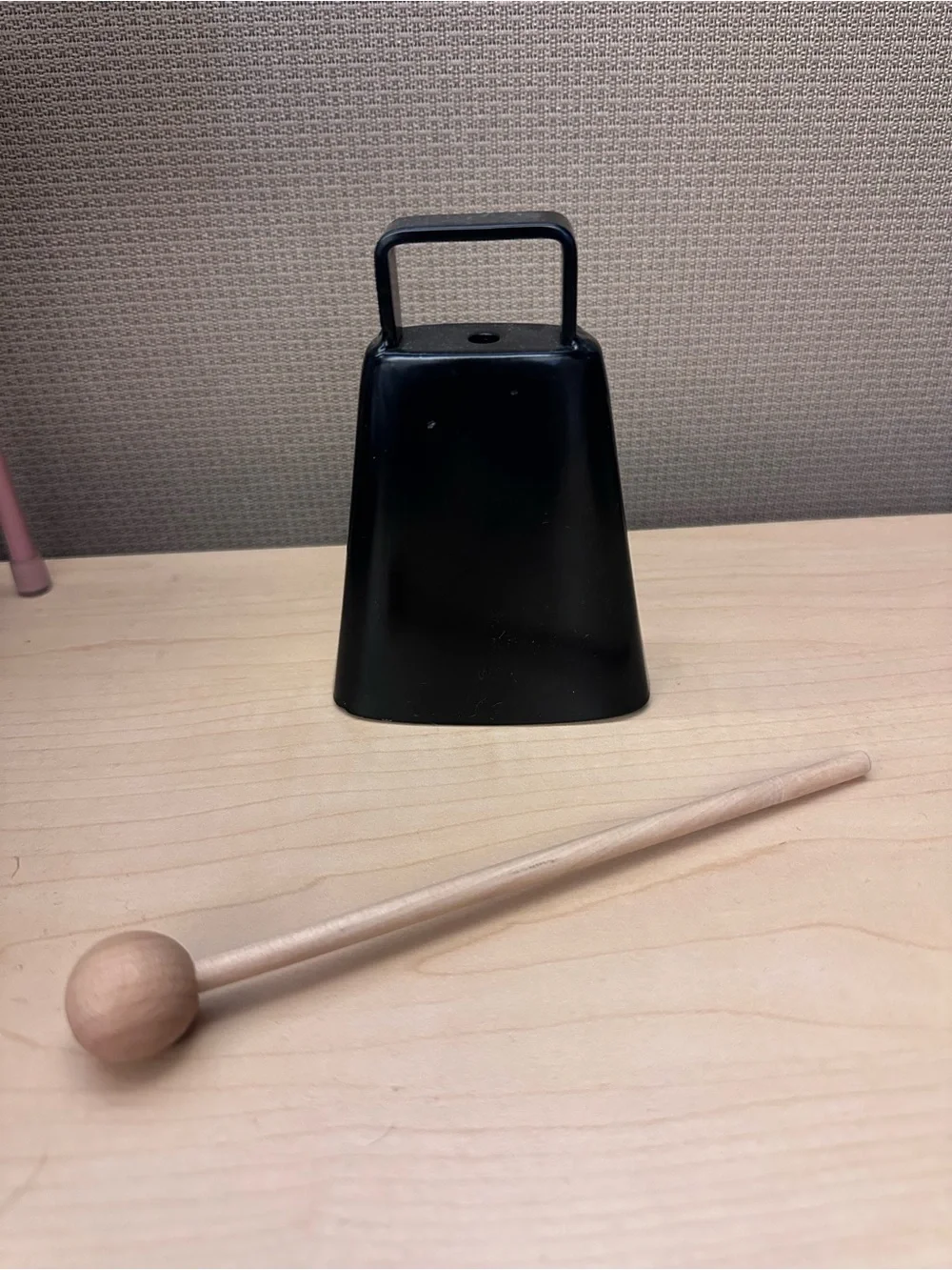 Black Cowbell with Natural Wood Mallet